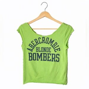 Abercrombie and Fitch Tee. Raw Edge. Lime Green 2000’s. Y2K. Great Condition